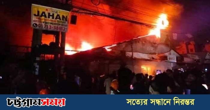 রাজধানীর কৃষি মার্কেটে আগুন, পুড়ে ছাই কয়েক’শ দোকান